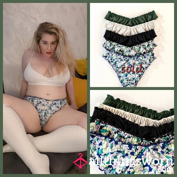 Now On Sale Ruffle Trim Full Backs ... Silky Soft Satin Panties With Gusset