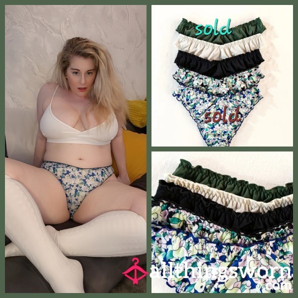 Now On Sale Ruffle Trim Full Backs ... Silky Soft Satin Panties With Gusset