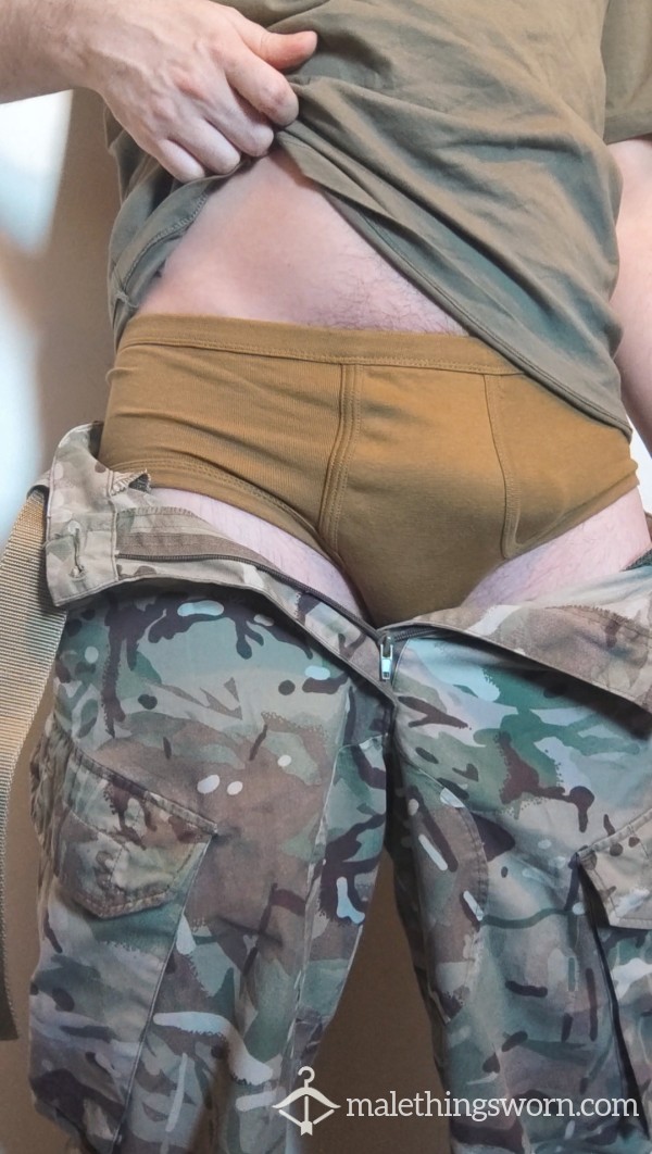 Rugged Military Underwear Mustard Brown Briefs.