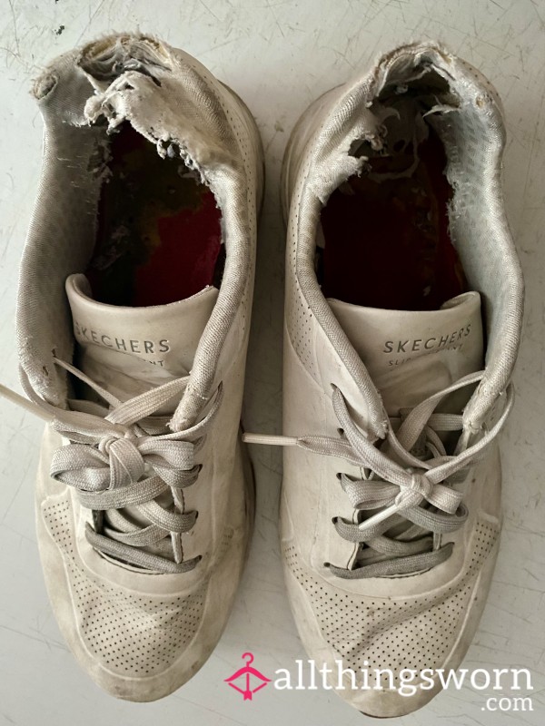 Ruined & Trashed White Skecher Trainers!