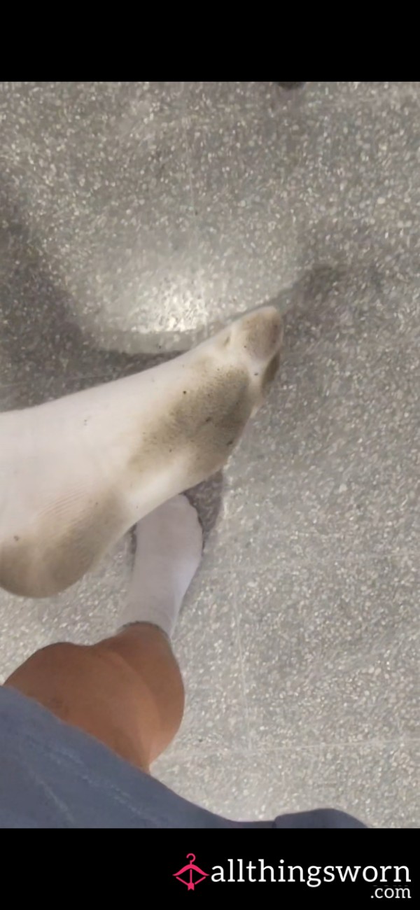 Running Errands All Day In Just My White Socks - Dirty Soles & Toe Prints