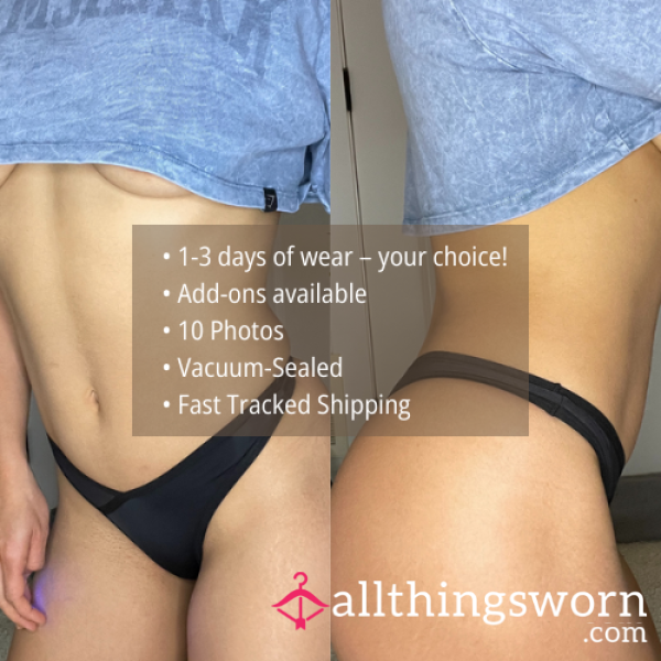 S AERIE BLACK ELASTANE THONG PANTY (1302)