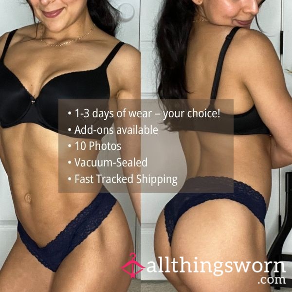 S AERIE MIDNIGHT BLUE FLor*l LACE THONG PANTY (1444)