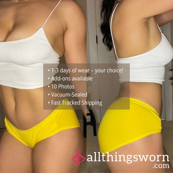 S BRIGHT YELLOW SOFT STRETCH COTTON FULL COVERAGE HIGH-CUT BIKINI PANTY (1903)