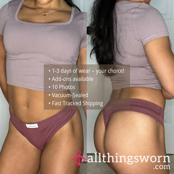 S CALVIN KLEIN DUSTY ROSE MAUVE THONG PANTY (1537)