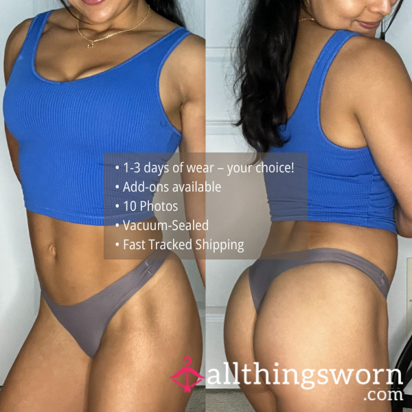 S CHARCOAL GRAY SEAMLESS SOFT STRETCH THONG PANTY (1546)