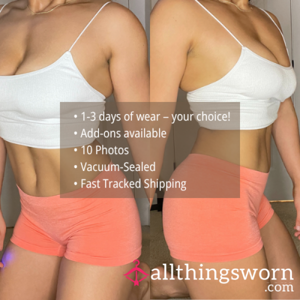 S Cor*l ORANGE SEAMLESS STRETCH BOXER BRIEF BOYSHORT PANTY (1266)