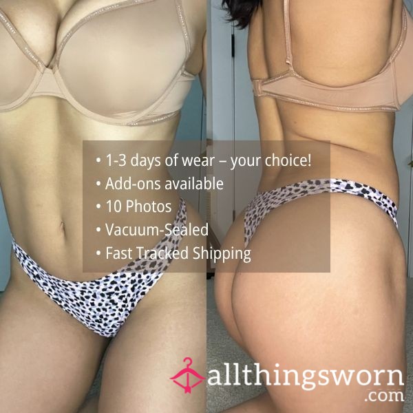 S LIGHT PURPLE OR LAVENDER W/ BLACK LEOPARD PRINT SPOTS SEAMLESS NO SHOW THONG PANTY (1433)