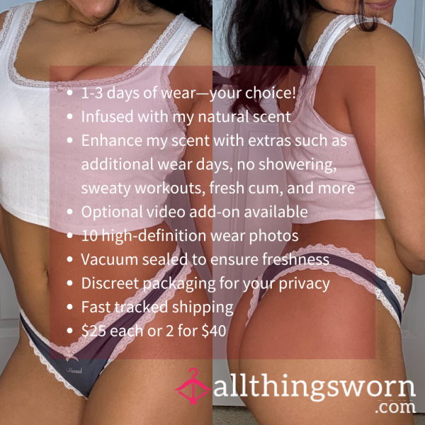 S NAVY BLUE EVERYDAY SATIN W LACE TRIM THONG PANTY (1757)