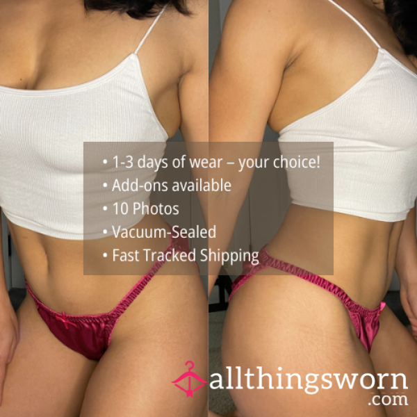 S RED 100% SILK SATIN STRING BIKINI PANTY (1328)