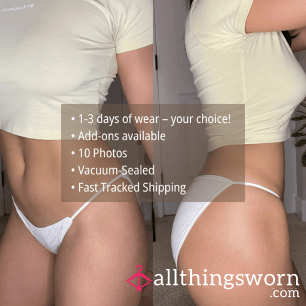 S WHITE NON-SLIP LOW RISE SMOOTH HIGH CUT BRIEF STRING BIKINI PANTY (1477)