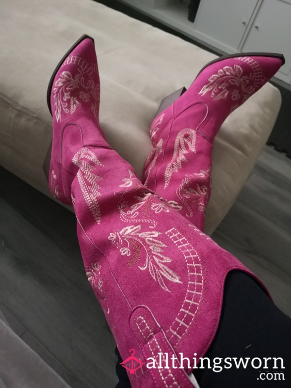 Saddle Up, Sweetheart – Size 10 Pink Cowgirl Boots