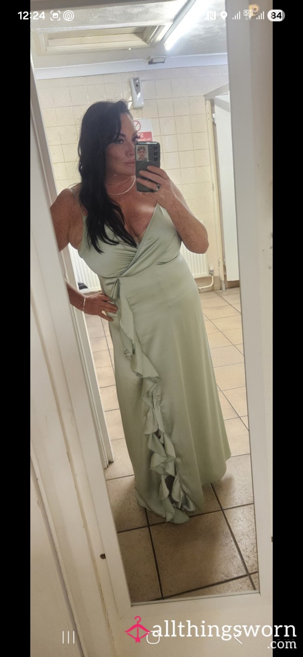 Sage Green Bridesmaids Dress With Lace Up Back