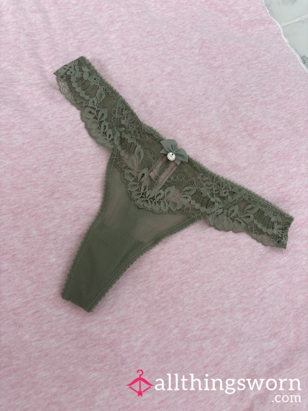 Sage Green Lacey Bow Boux Avenue Thong