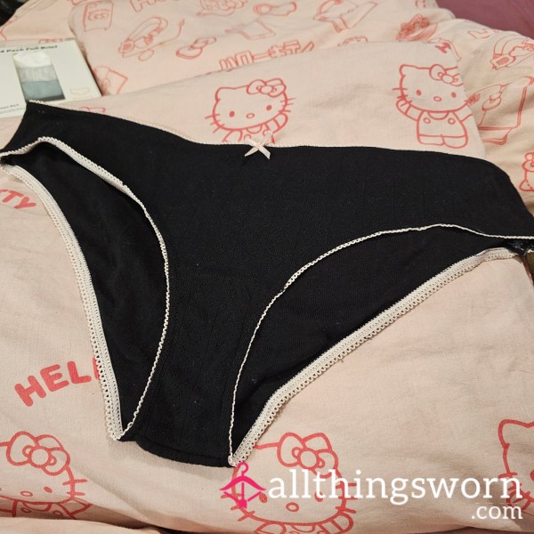 SALE - Full Back Black Briefs With Pink Trim