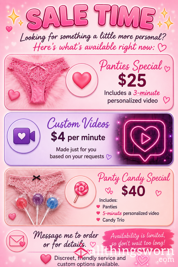 Sale!!! Panties, Customs, Candy!!!