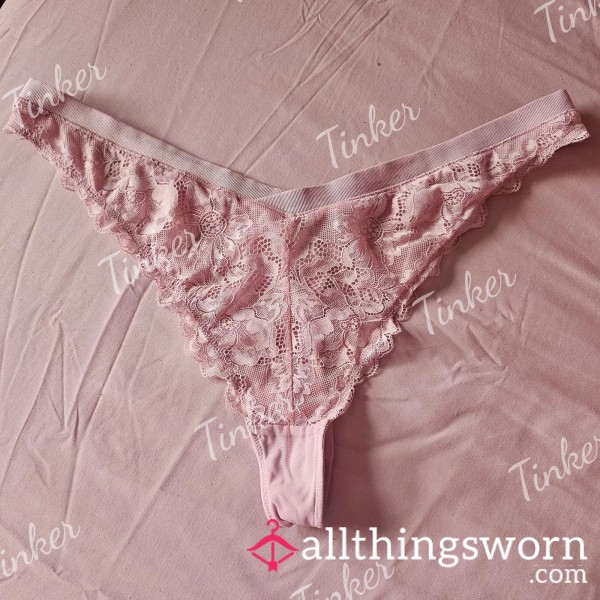 SALE - Well Worn Pink Lace & Mesh Thong