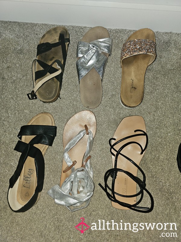 SANDALS & FLATS: A Selection Of Well-worn Sandals With The Added Bonus Of My Toe Prints 👣