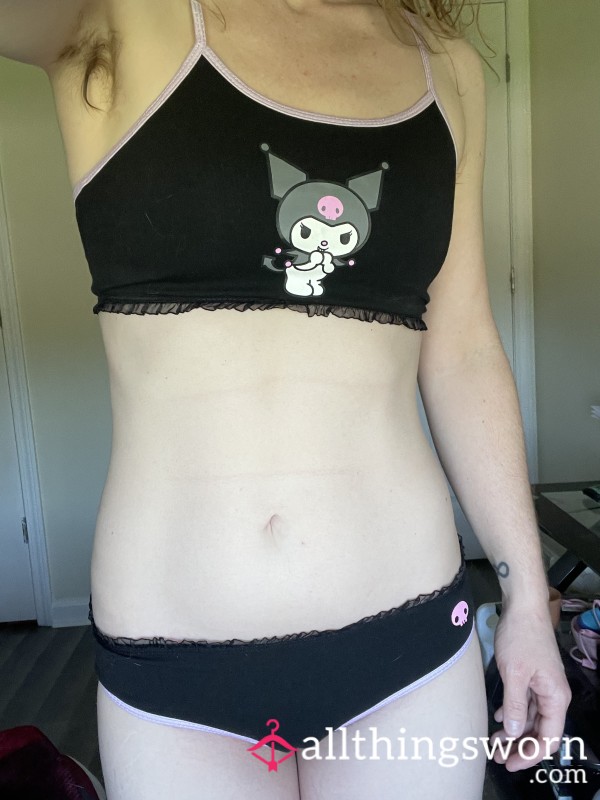 Polyester Hot Topic Sanrio Kuromi Bralette And Panty Set