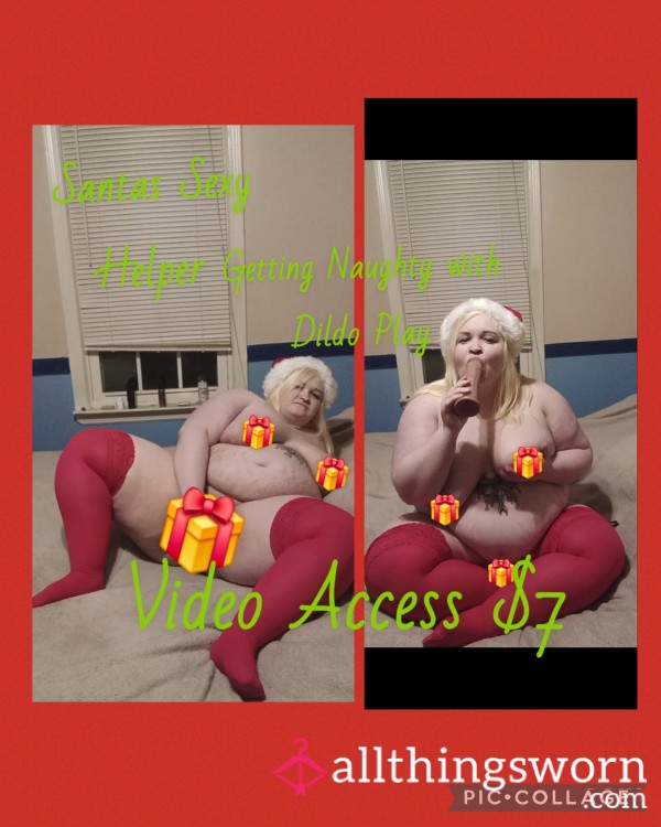 Santas S**y Helper Gets Naughty With Playing Her Di**o