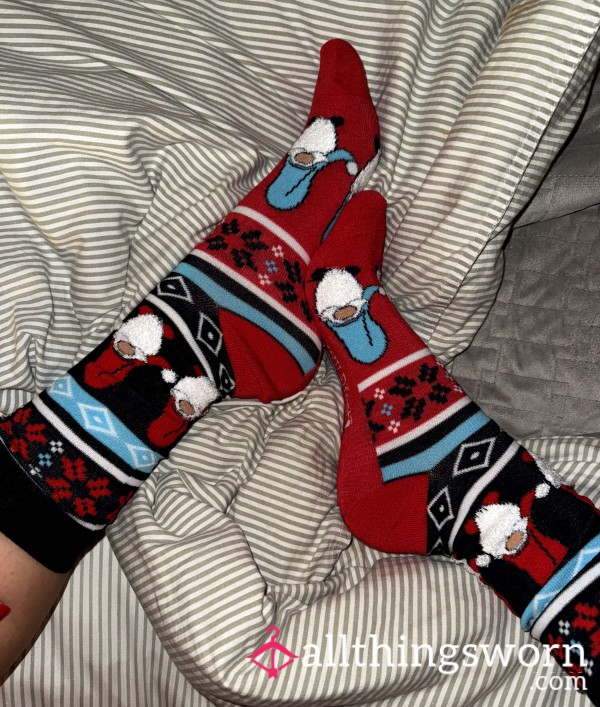 ✨ Santa’s Toes: Red, Black & Turquoise Christmas Socks ✨