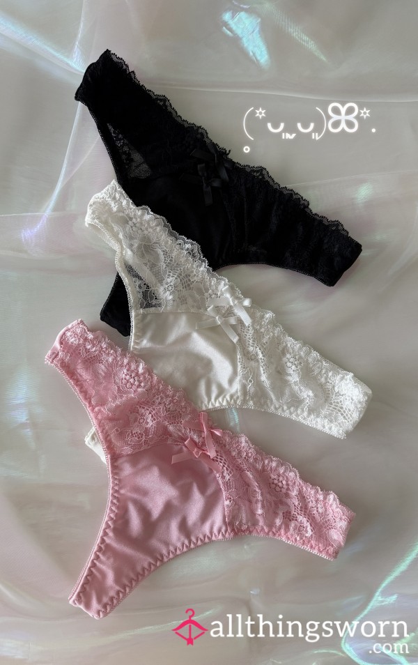 (^-^*) Satin And Lace Thongs ♡