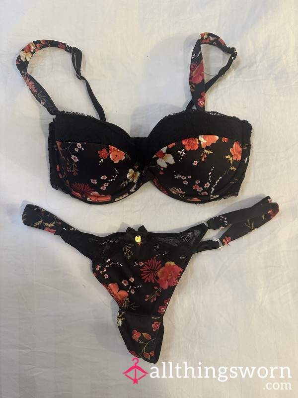 Satin Bra And Thong Set