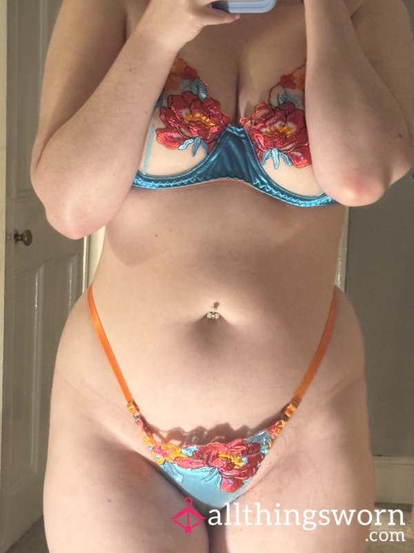 Satin Bra And Thong Set