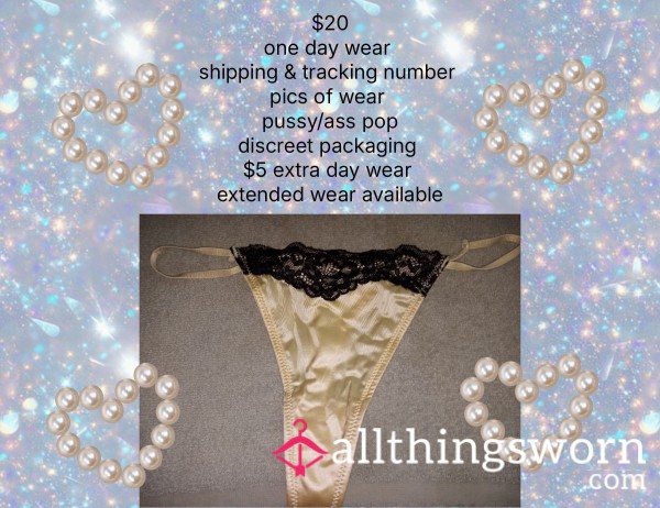 Satin Cream Color Thong