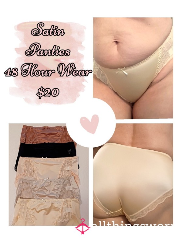 Satin Fullback Lace Accent Panties With Bow