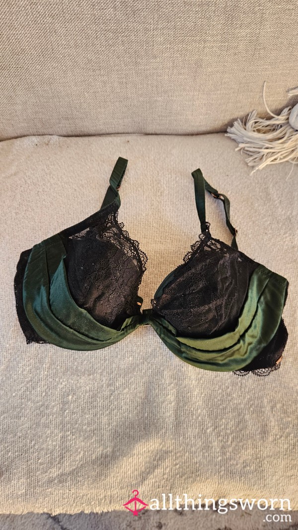 Satin Green Bra Well Worn  💚