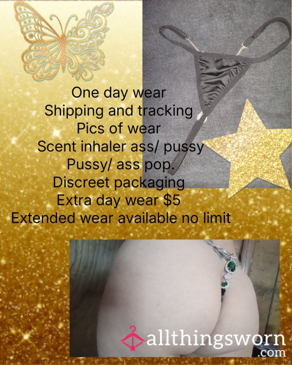 Satin Gstring With Rhinestones On Back