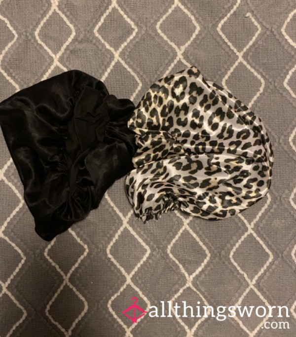 Dirty Satin Hair Bonnets For You To Smell My Hair & Rub On Your C*ck
