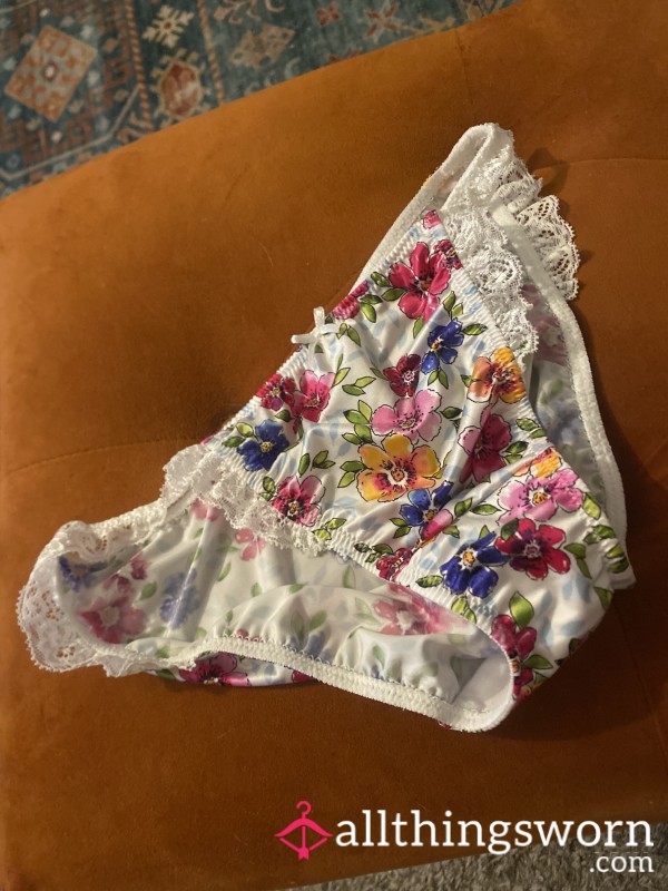 Satin & Lace Flor*l Bikini Panties