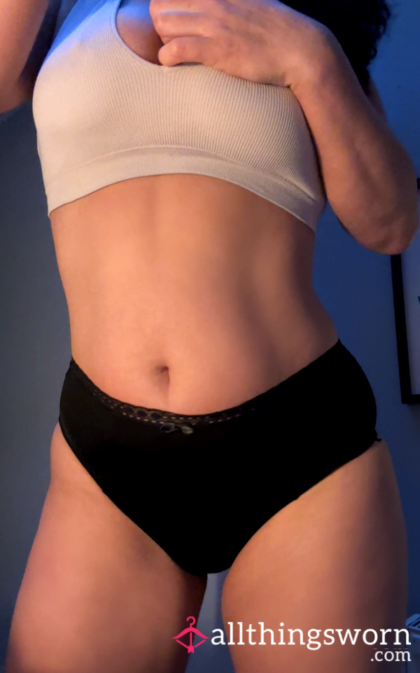 Satin Luxury Panties : Black Soft-touch, Patterned Full-back Panties In A Soft Peach Tone. Premium Quality. Worn For 24 Hours For A Naturally Intimate Finish.