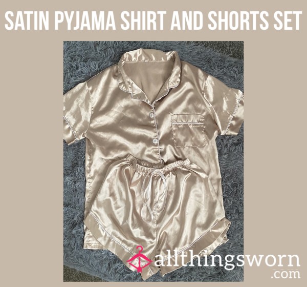 Satin Pyjama Shirt And Shorts Set🥂