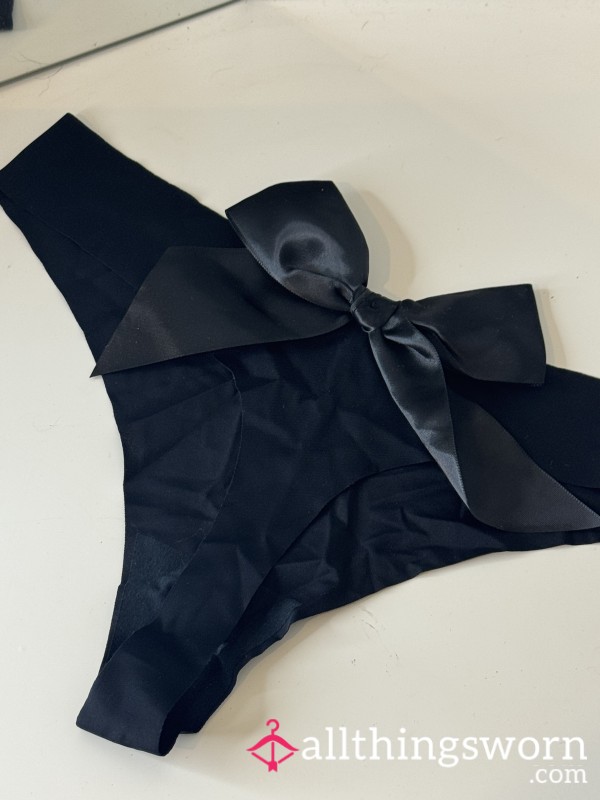 Satin Silky Thong With Bow On The Back