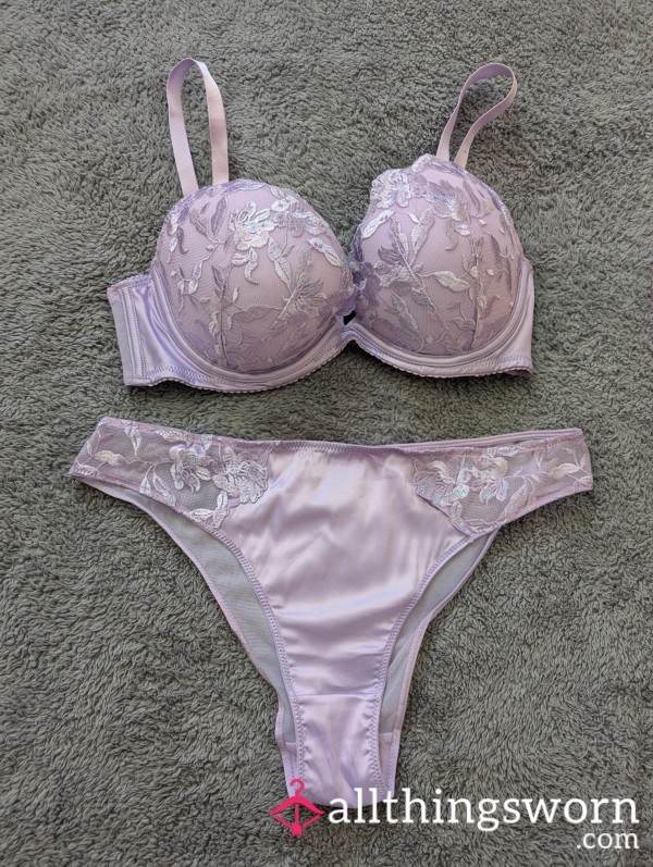 💜 Satin Temptation Lilac Lingerie Set 💜