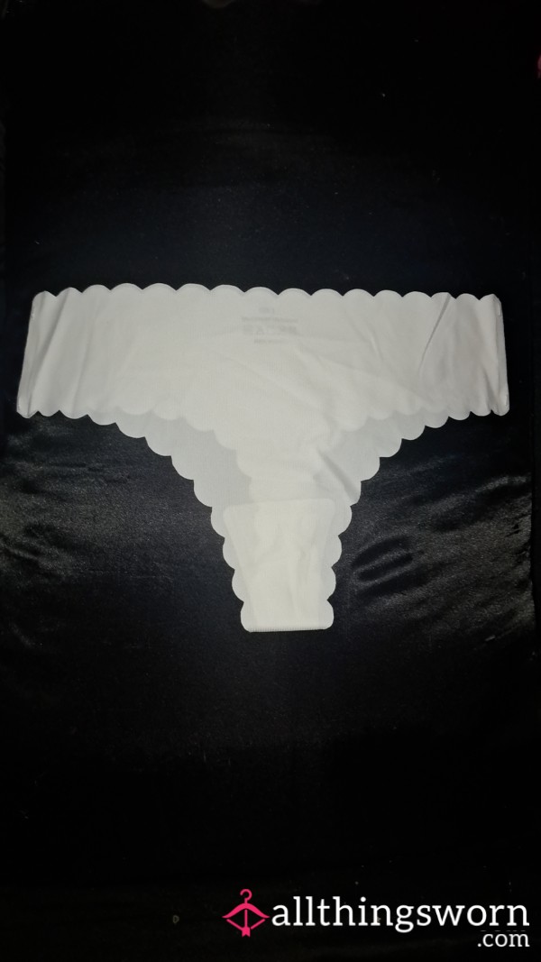 Satin White Thong