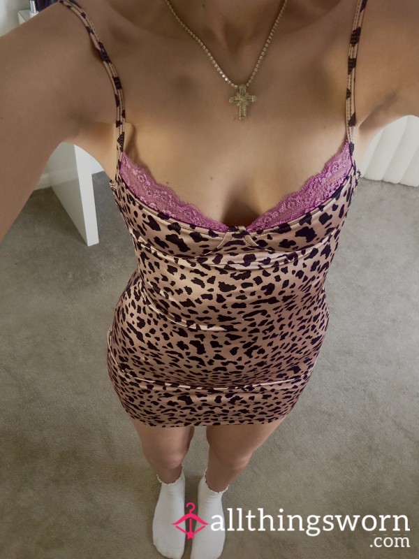 Satin/silky Leopard Print Dress💗