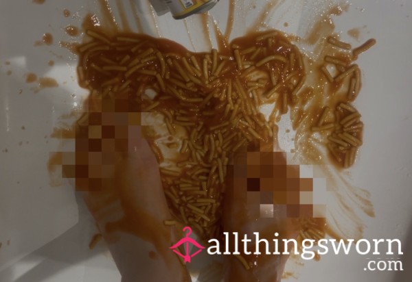 Saucy Spaghetti Foot Play – Wet Sploshing Sounds & Silent Tease