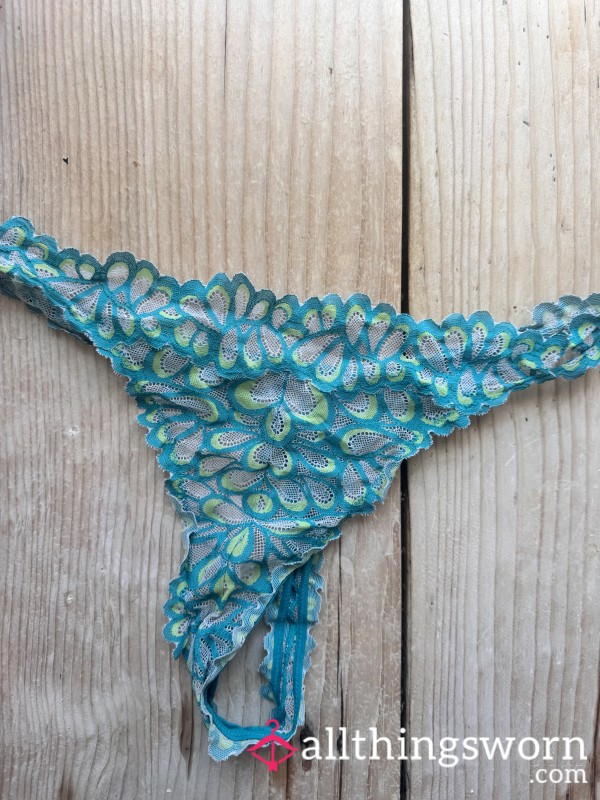 Savage X Fenty Lace Thong - Blue & Green