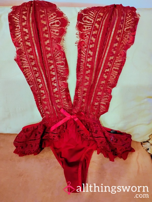 Scarlet Surrender ❣️ Lace Halter Teddy