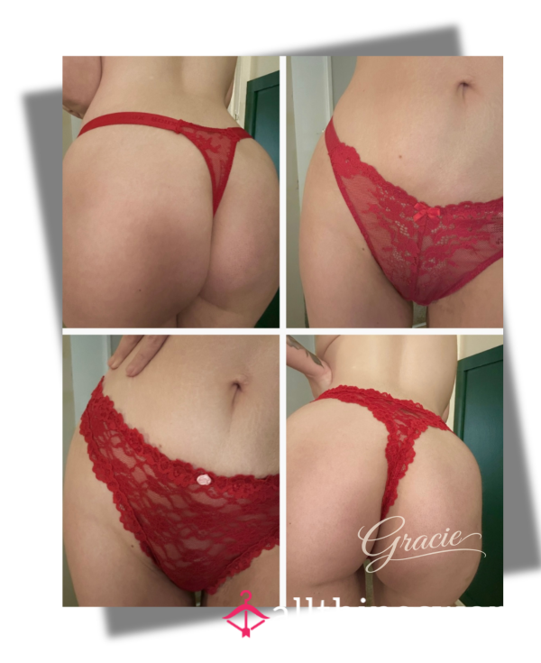 Scarlet Temptations ✨ Red Lace Boux Avenue Thongs 💋