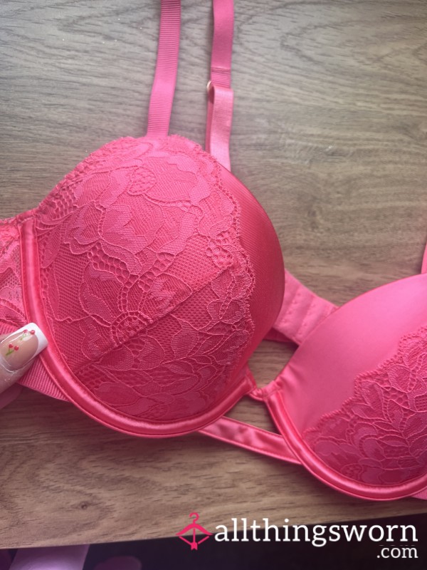 Scarlets Pink Satin & Lace Bra 36b 🩷💞✨