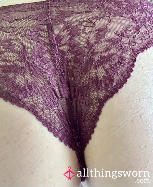 Scented By Me Burgundy Lace Back Knickers Size 16