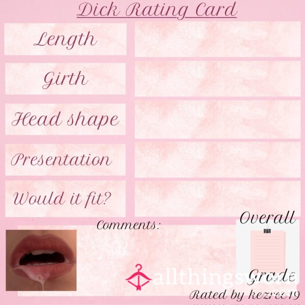 Graded D*ck Rating Card