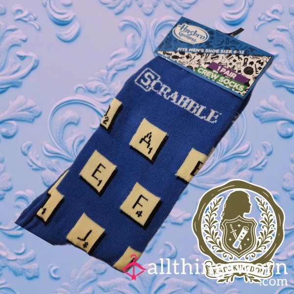 Scrabble Blue Crew Socks