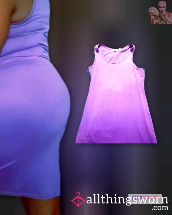🔥 SCROLL-STOPPER: 2 Week WORN 💦Hamper Dirty PURPLE TANK DRESS 🍑 Goddess Curves + Fresh Scent 💦.Size Large