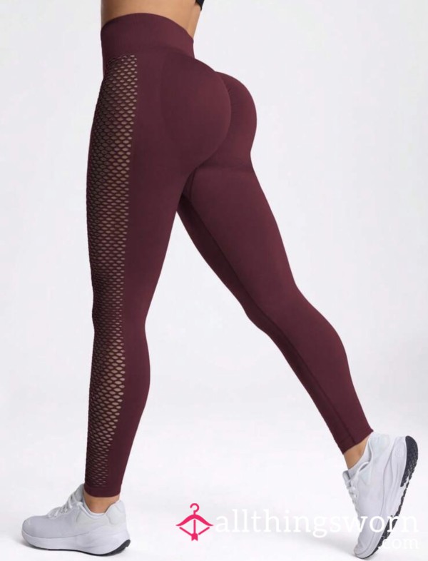 Seamless Burgundy Cutout Leggings